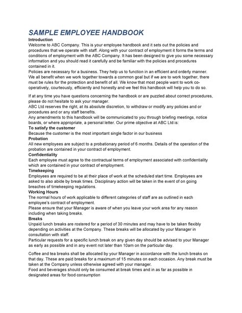 Sample Employee Handbook .